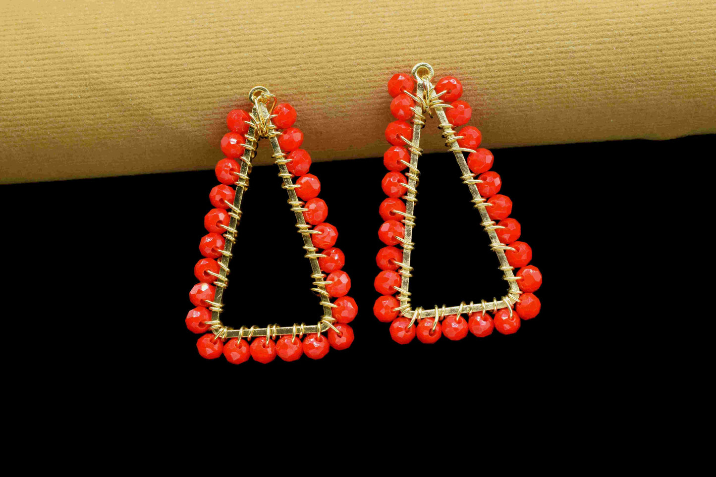 Red Coral Wire Wrapped Dangle Earring,Gemstone Component,Handmade Connector,Beaded Earring Connector,Finding Necklace,Red Coral Jewelry,Gift