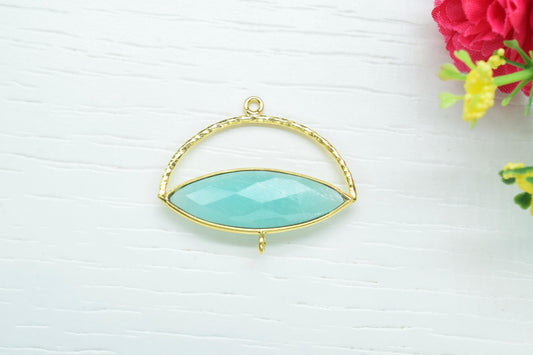 Amazonite Gemstone Component , Gemstone Connector Pendant, Jewellery Making Essentials,Single Loop Pendant,DIY Jewelry Making Supply,B'Gifts