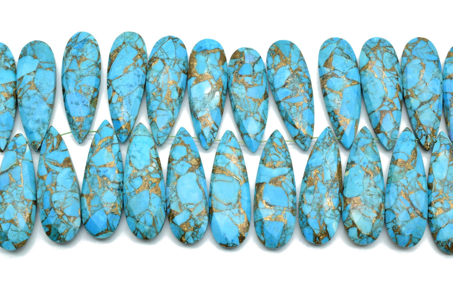 Copper Turquoise Long drop 10x30mm Briolettes,sky copper turquoise briolettes,Blue Copper Turquoise briolettes,Matching Pair Briolettes