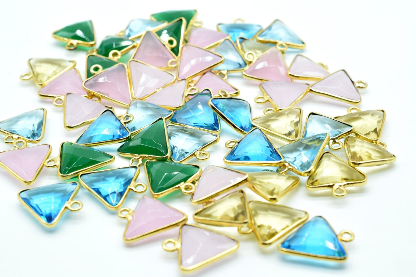 Blue Turquoise 12mm Triangle shape single bail connector, Silver Plated bezel,Turquoise Pendant,Turquoise gold plated bezel,Turquoise charm