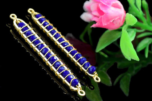 Lapis Lazuli beaded Bar Finding Connector,Lapis Bar Pendant Necklace,Lapis Bar Bracelet,Beaded Bar Finding Component,Lapis jewelry,Gift