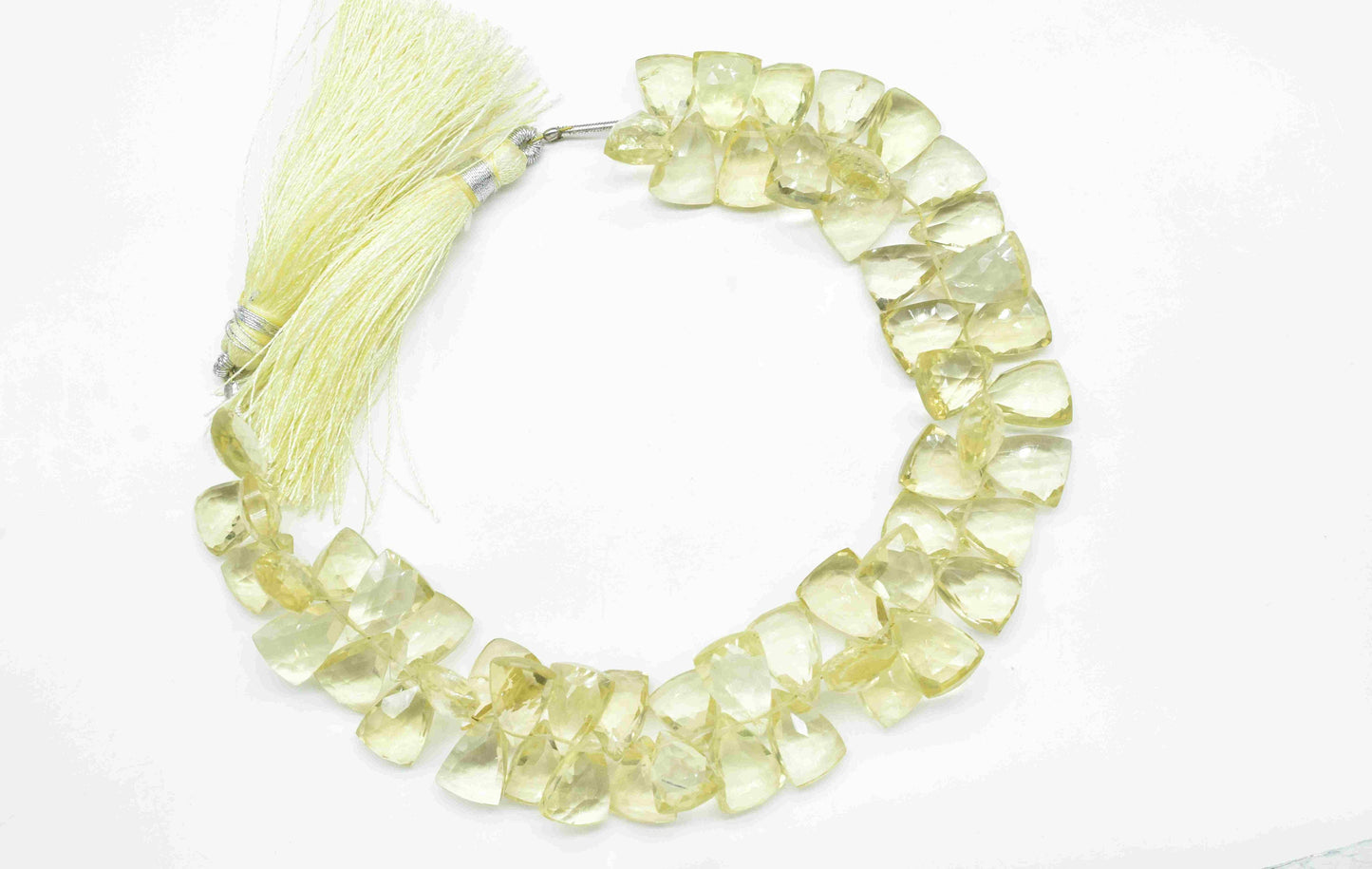 Natural Lemon Quartz Faceted Briolettes,Handmade Station Link,Strand Bead jewelry,Gemstone Triangle Beads Necklace,Lemon Quartz Jewelry Gift