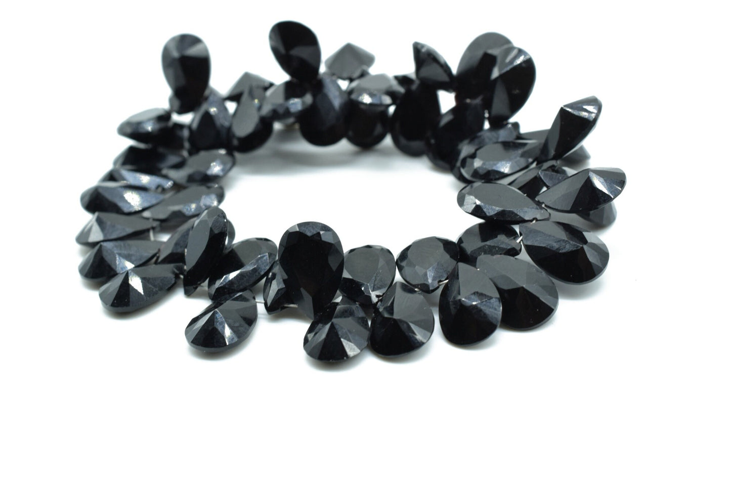 Black Onyx 8x12mm pear shape faceted Briolettes,Black Onyx 8x12mm Teardrop Beads,Black Gemstone Briolettes,Black Onyx jewelry bead,Onyx bead