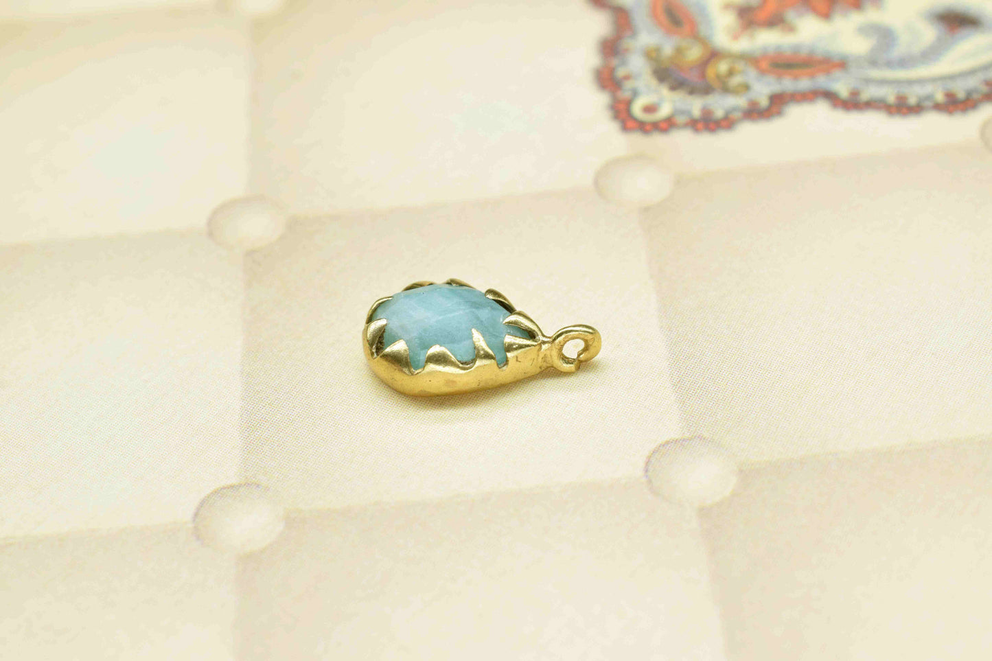 Amazonite Prong Bezel Pendants,Handmade Gemstone Bezel Link,Tiny Amazonite Bezel Connector,Single bail connectors,Amazonite Pendant Jewelry