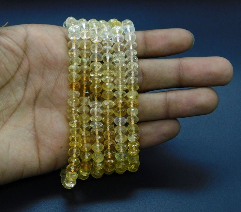 Natural Citrine Faceted 6mm to 6.5mm beads,Rondelle Beads,Citrine Beads,Gemstone Loose Beads,Citrine Faceted Rondelle Beads,Citrine strand