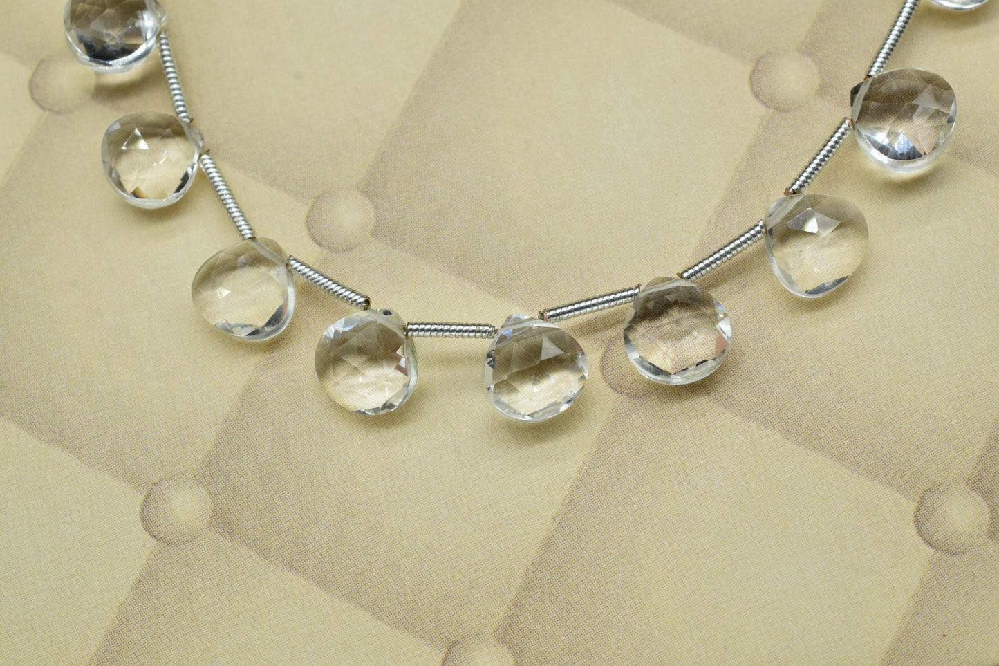 Crystal Briolettes,Crystal Quartz Faceted Heart Shape Beads,AAA Grade Quality Crystal Briolettes Beads,calibrated Crystal stone,gemstone