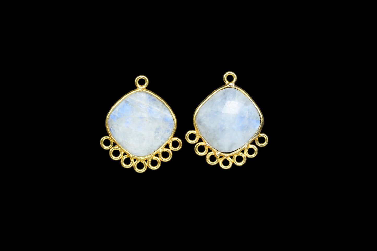 Moonstone 14mm Cushion Bezel Charms/Gemstone Single Bail/Component charm/Handmade Jewellery Connectors/Women Jewelry/Handmade Connector