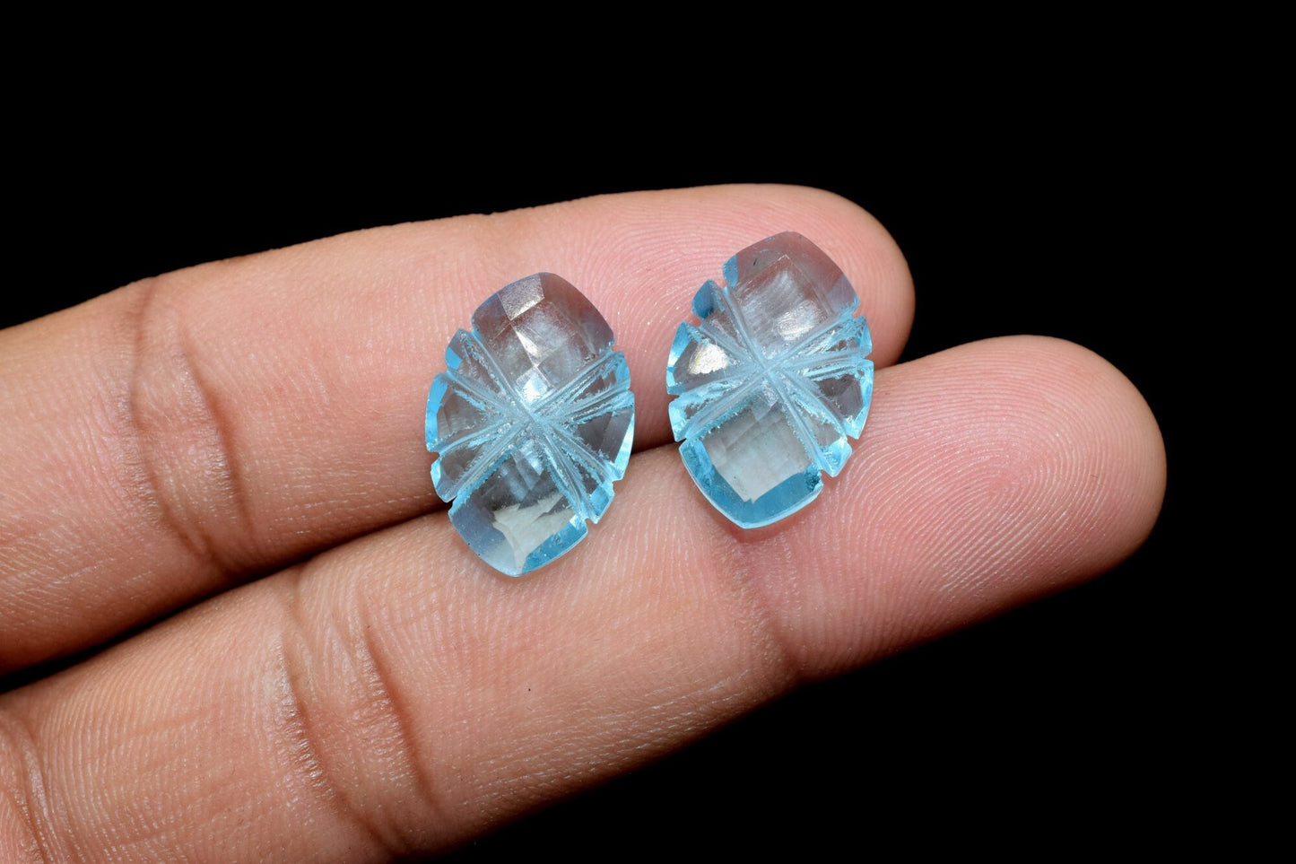 Sky Topaz Carving Marquise Shape Briolettes,12x18mm Carved Marquise Beads,Carved Gemstone Beads,Topaz Carved Stone Beads,Carving Briolettes