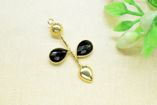 Natural Black Onyx Pendant Charms ,Gemstone Components,Jewellery Making Connector Charms,Onyx Teardrop  Pendants,Gemstone Jewellery,B'Gifts