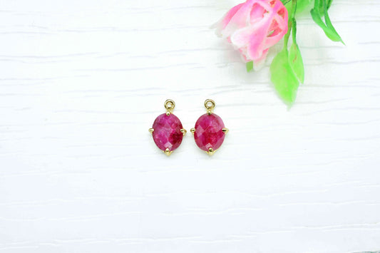 Natural Ruby Prong 8x10mm Oval Shape Pendant,Prong Set Bezel Pendant Jewelry,Ruby Single bail connector,Ruby Gemstone Bezel jewelry making
