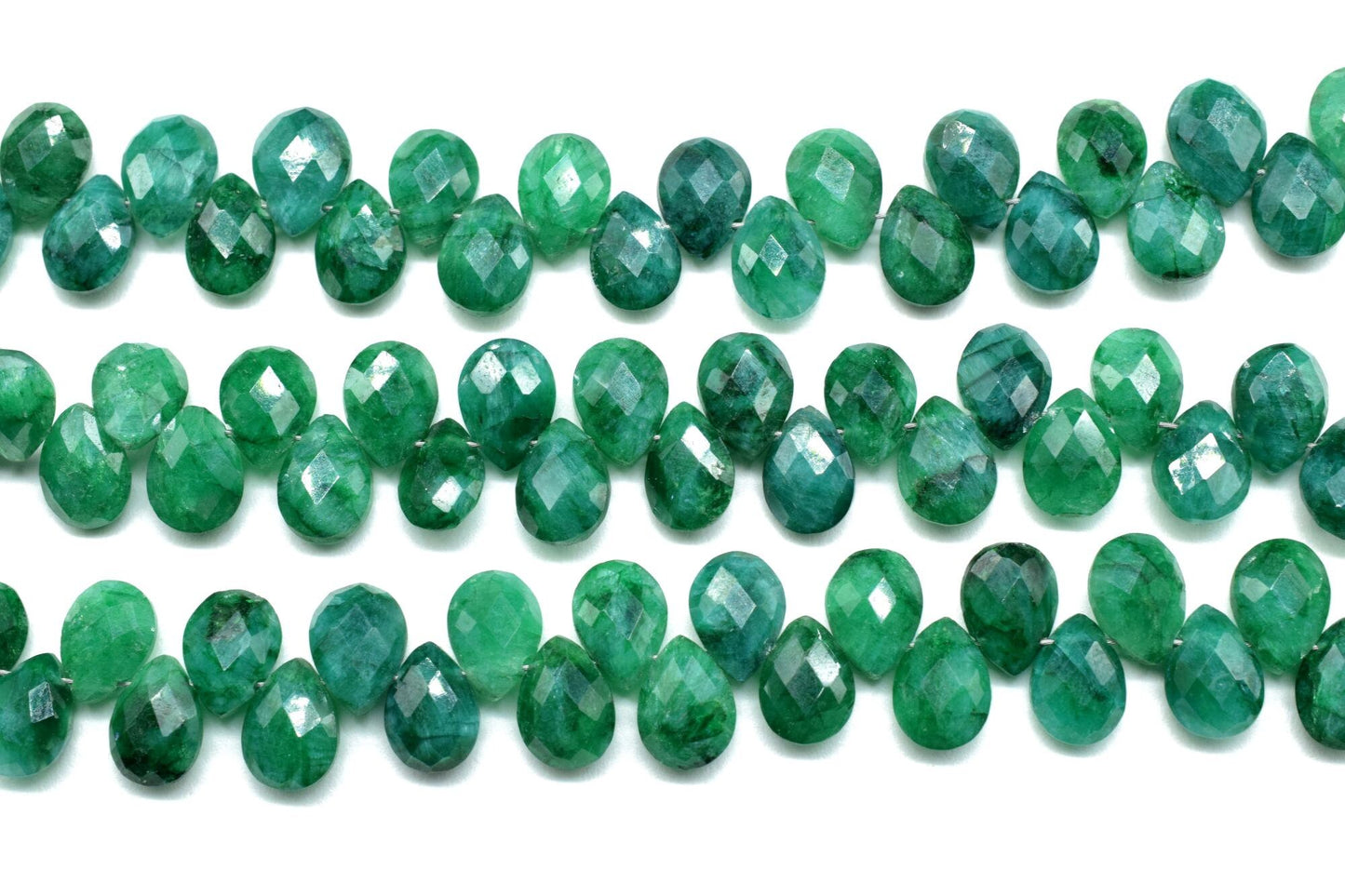 Emerald Faceted Pear Shape Beads Strand,6x8mm Teardrop Emerald Faceted Beads,7''teardrop Strand,Emerald Faceted Briolette,Natural Emerald