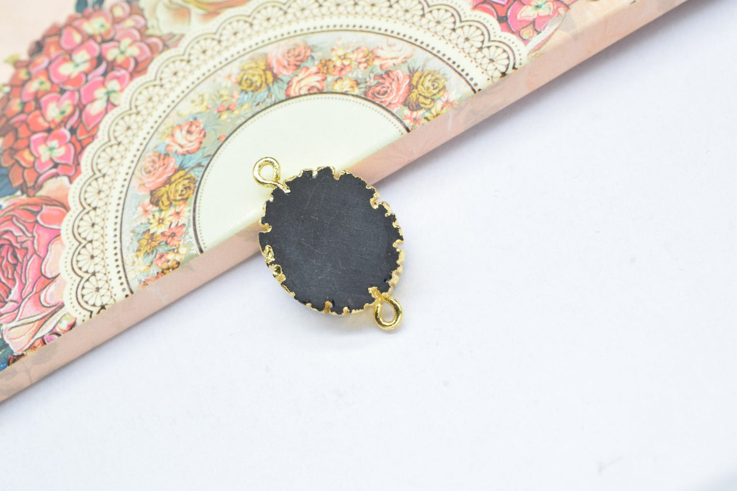 Black Onyx Double Bail Connectors,Cabechon Pendant Charms,Handmade Pendant,Black Onyx Jewelry,Oval Shape Pendants,Gemstone Component,Gift