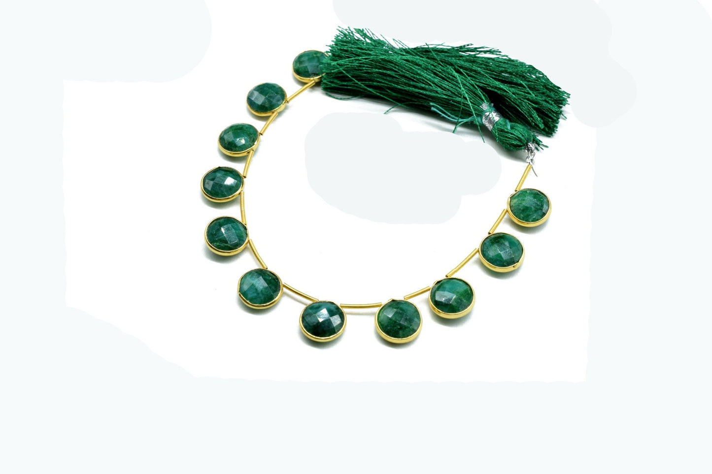 Emerald 10mm Faceted Round Shape bezel charms ,Emerald Faceted Gemstone JewelryMaking Component,Emerald charms,Brass charms