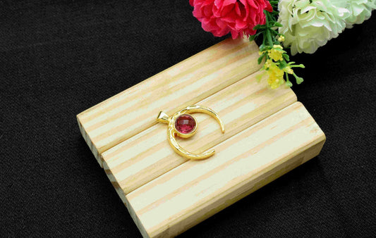 Pink Tourmaline Pendant , Single Bail Charm ,Pink Tourmaline Connector Pendant ,Gold Plated Connectors ,Single Bail Gemstone Connector Charm