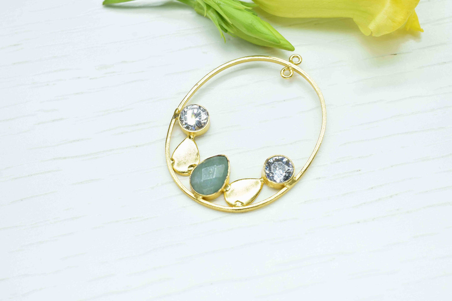 Amazonite Oval Shape Pendant,7x10mm Teardrop Shape Pendant,Zircon Component,Finding Oval Shape Component Jewelry,Amazonite Component Jewelry