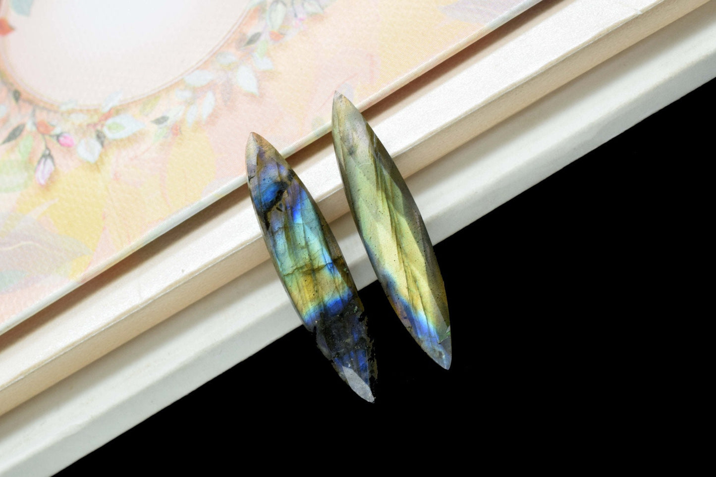 Labradorite Faceted Marquise Briolettes, 10x34mm Marquise Briolettes, Grey Gemstone Briolettes, Fancy Shape, Teardrop Briolettes, Jewelry