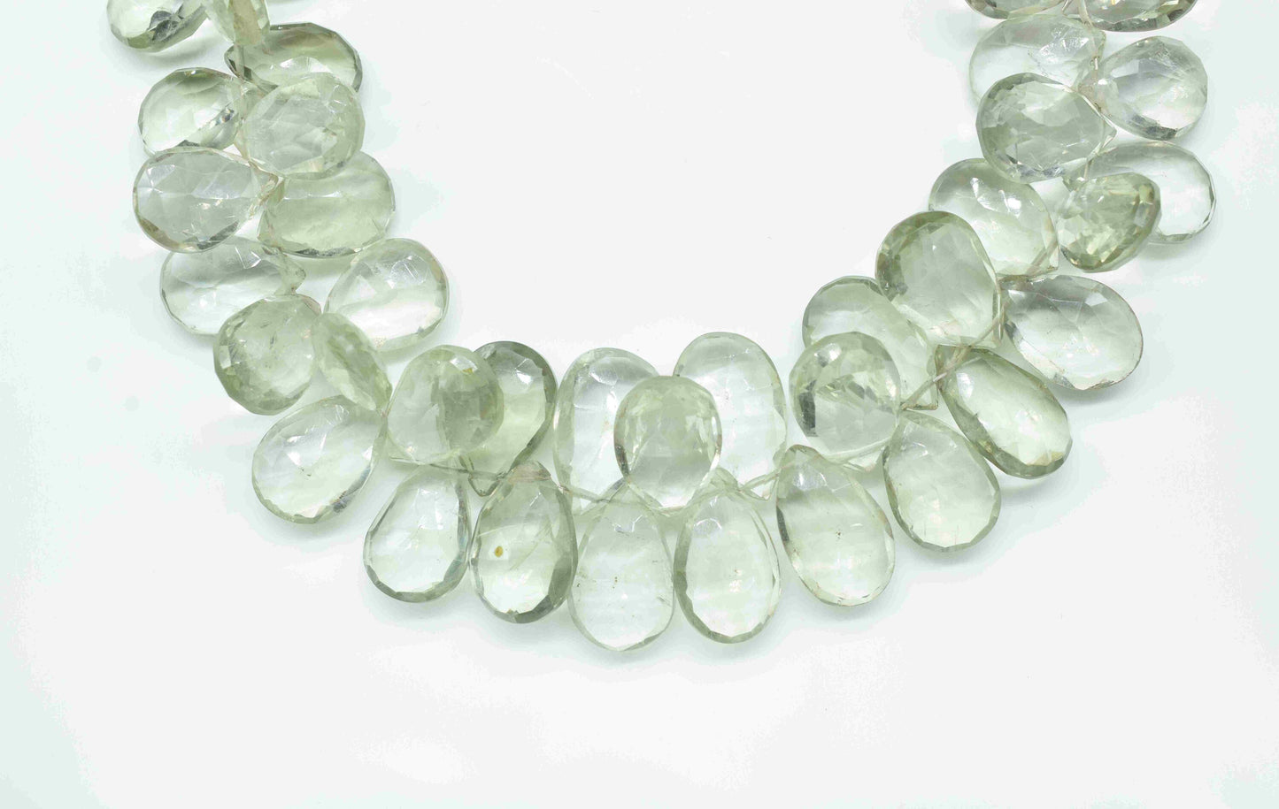 Green Amethyst Beads Strands,Teardrop Shape Necklace,Natural Stone Faceted Briolettes,Handmade Beads jewelry,Station Link,Fine Quality Beads