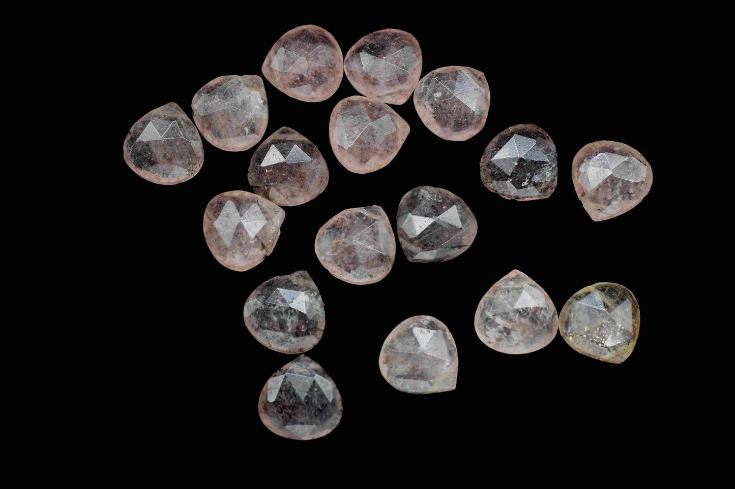 Pink Strawberry Briolettes Faceted Heart Shape,Strawberry 10mm Heart Shape Beads,Gemstone briolettes, Faceted Briolettes Jewelry, Strawberry