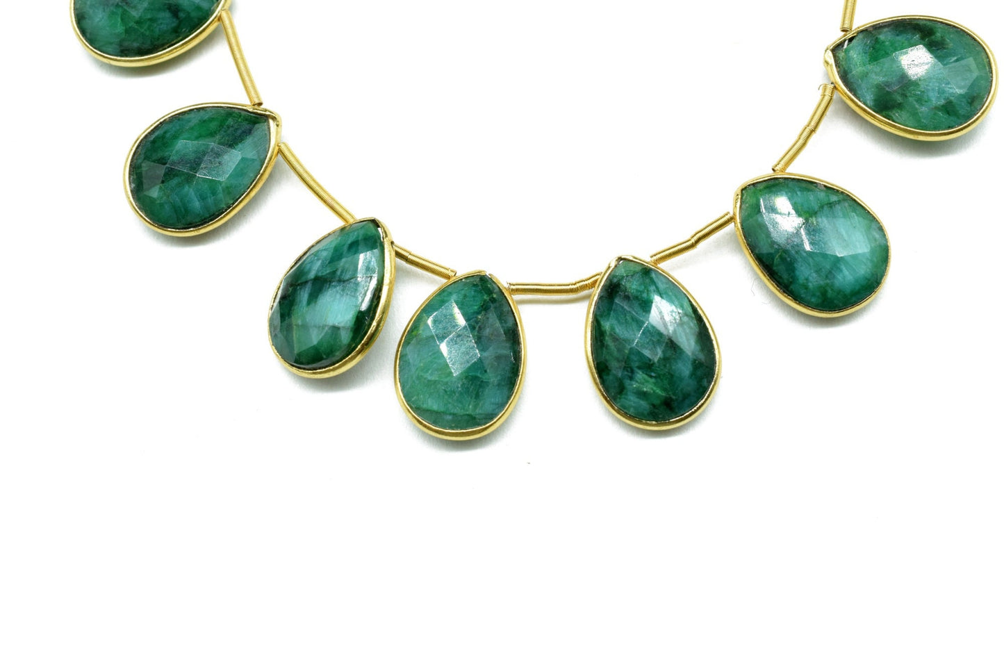 Emerald Faceted Pear Shape Gold Plated Bezel,10x14mm pear Charms For Making Jewelry Findings Supply,Emerald charms strands,Drill Bezel
