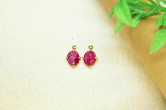 Natural Ruby Prong 8x10mm Oval Shape Pendant,Prong Set Bezel Pendant Jewelry,Ruby Single bail connector,Ruby Gemstone Bezel jewelry making