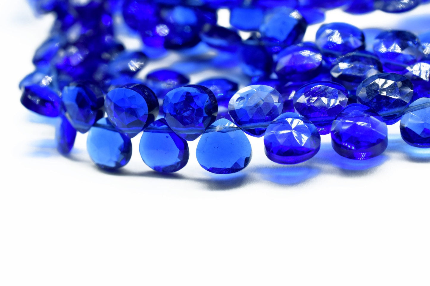 Blue Sapphire Quartz ,6mm Heart Faceted Beads,Heart Shape Briolettes,Loose Gemstone Beads,AAA Quality,jewelry making Craft,Handmade,Gift