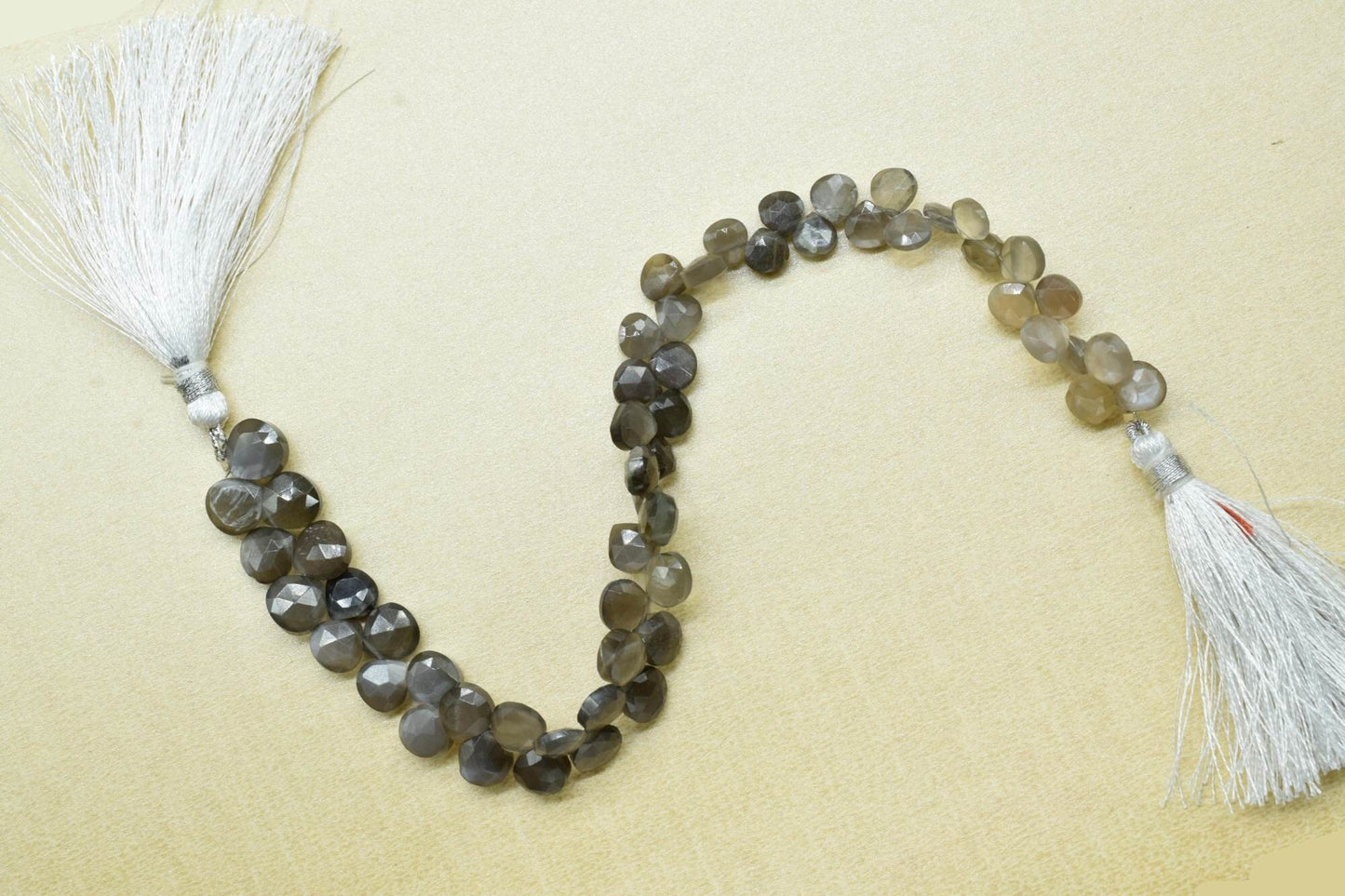Dark Grey Moonstone Faceted Briolettes,Gemstone Beads Jewelry,Grey Moonstone drops,Dark Moonstone 6mm To 7mm Heart Shape Beads Strand,Gift