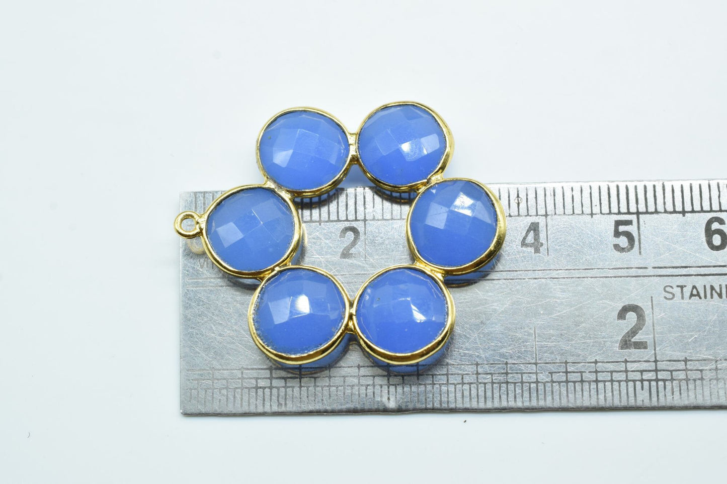 Blue Chalcedony Earring,Blue Chalcedony Pendant,Blue Chalcedony Bezel,10mm Round Bezel,Pendant Connector,Attached Bezels,Necklace Pendant