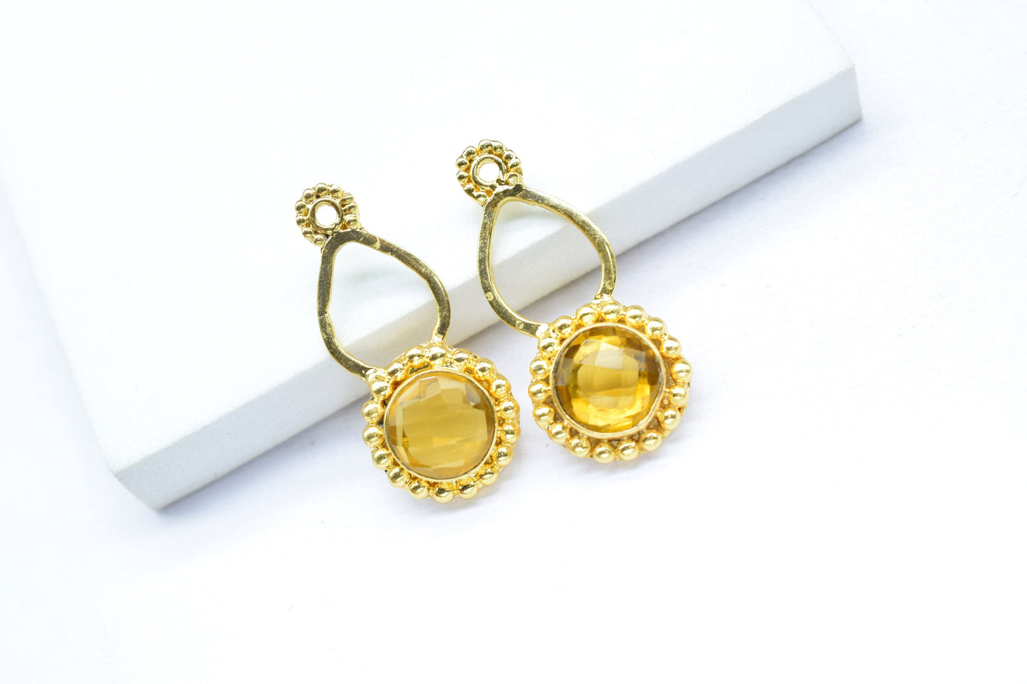 Citrine Designer Pendant/Jewelry making Stone/Citrine Pendant Charm/Handmade Jewelry Component/Citrine Round Shape Stone/Connector/Gift