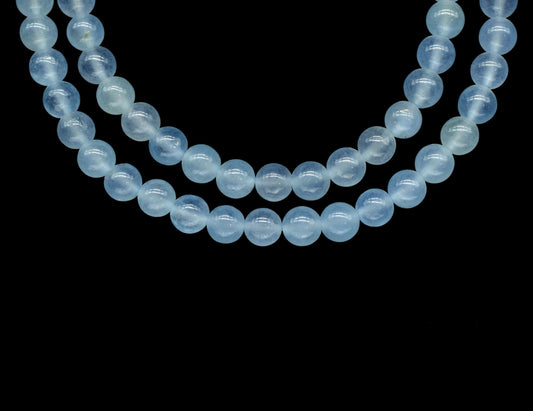 Blue Jade Smooth Gemstone 6mm To 7mm Round Shape Briolettes,Blue Jade Strands Jewelry,Light Blue Jade Gemstone 15 Inch Beads Strands Jewelry
