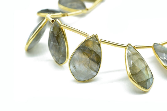 Labradorite 12x20mm Gold plated 10 pieces strand,Labradorite Single Bail  Connector Pendant Making Jewelry Supplies,Natural stone pendant,