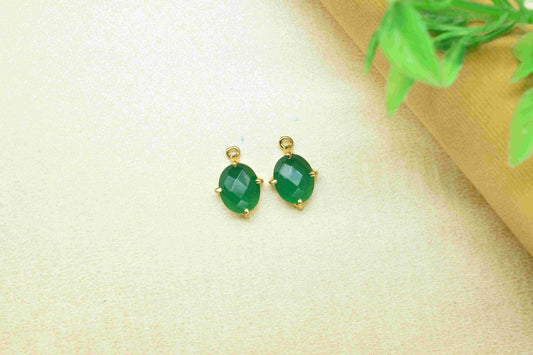 Green Onyx 8x10mm Oval Shape Connector,Green Onyx bezel frame Connector,Green onyx Single bail connector Jewelry Making,Green Onyx Component