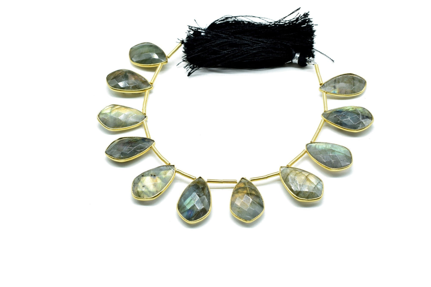Labradorite 12x20mm Gold plated 10 pieces strand,Labradorite Single Bail  Connector Pendant Making Jewelry Supplies,Natural stone pendant,