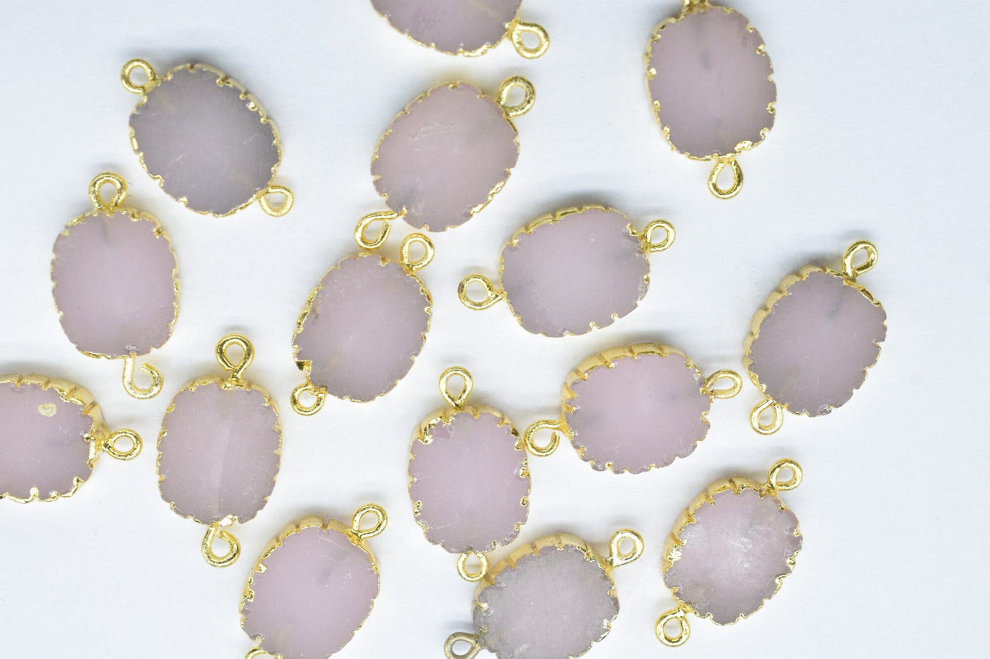 Rose Chalcedony Pendant,Gemstone Electroplated,Pendant Jewelry Making Supply,Double Bail Connector,Handmade Cabechon Pendant Charm necklace