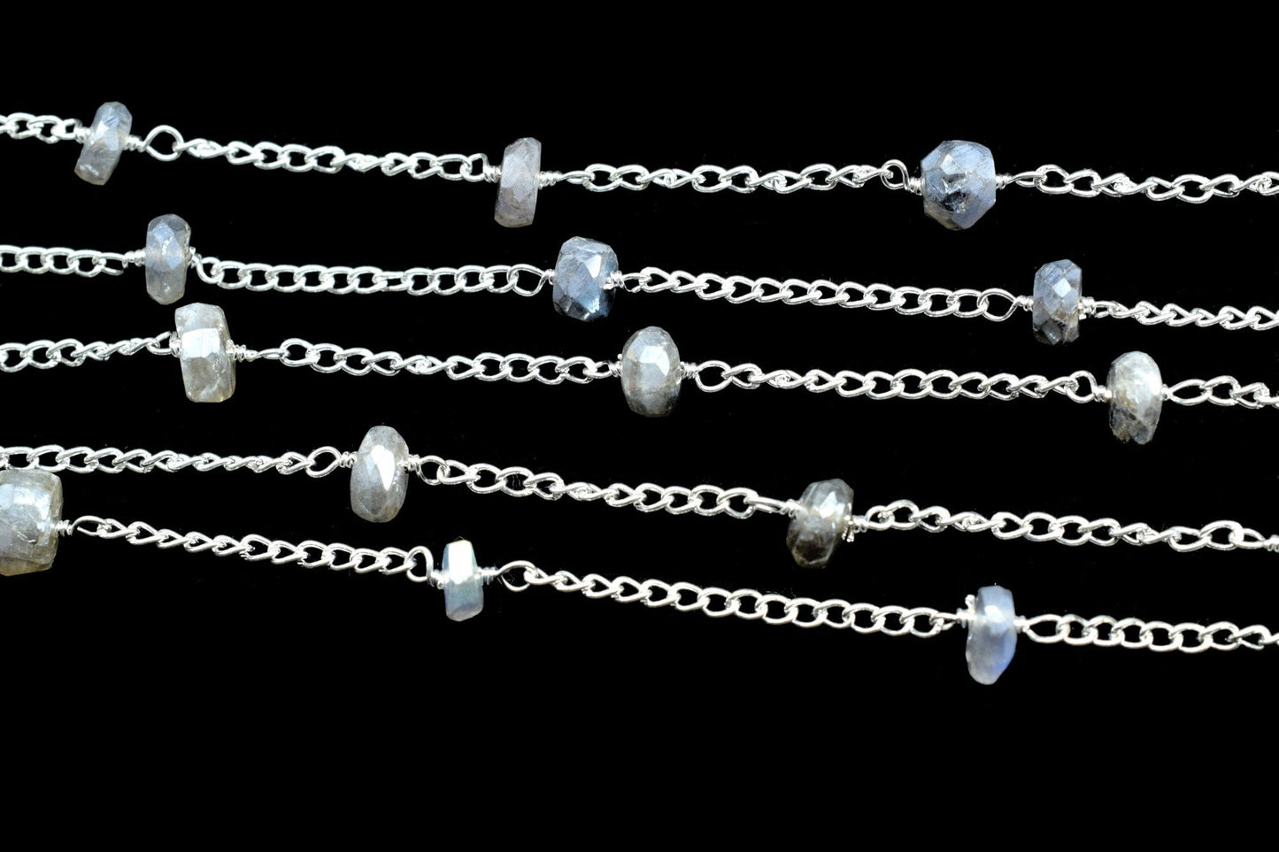 Labradorite Rosary Chain,Labradorite Coted Beads Rosary,Jewelry Making Rosary,wire wrapped Rondelle chain by foot,Gemstone Bead Chain,Rosary