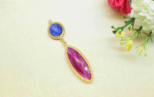 Sapphire  Pendant Charms , Ruby  Dangle Earring Component , Multi Gemstone Dangle Earring , Component Jewelry , B'day Gift