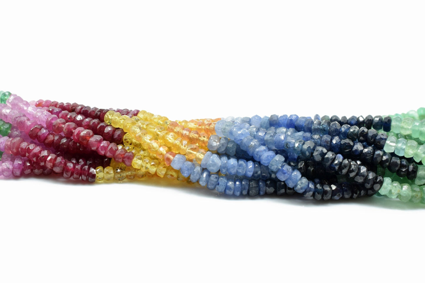 Genuine multi Sapphire beads,rondlle faceted beads,top Quality beads, 3mm to 4 MM beads strand,sapphire faceted beads,multi sapphire beads