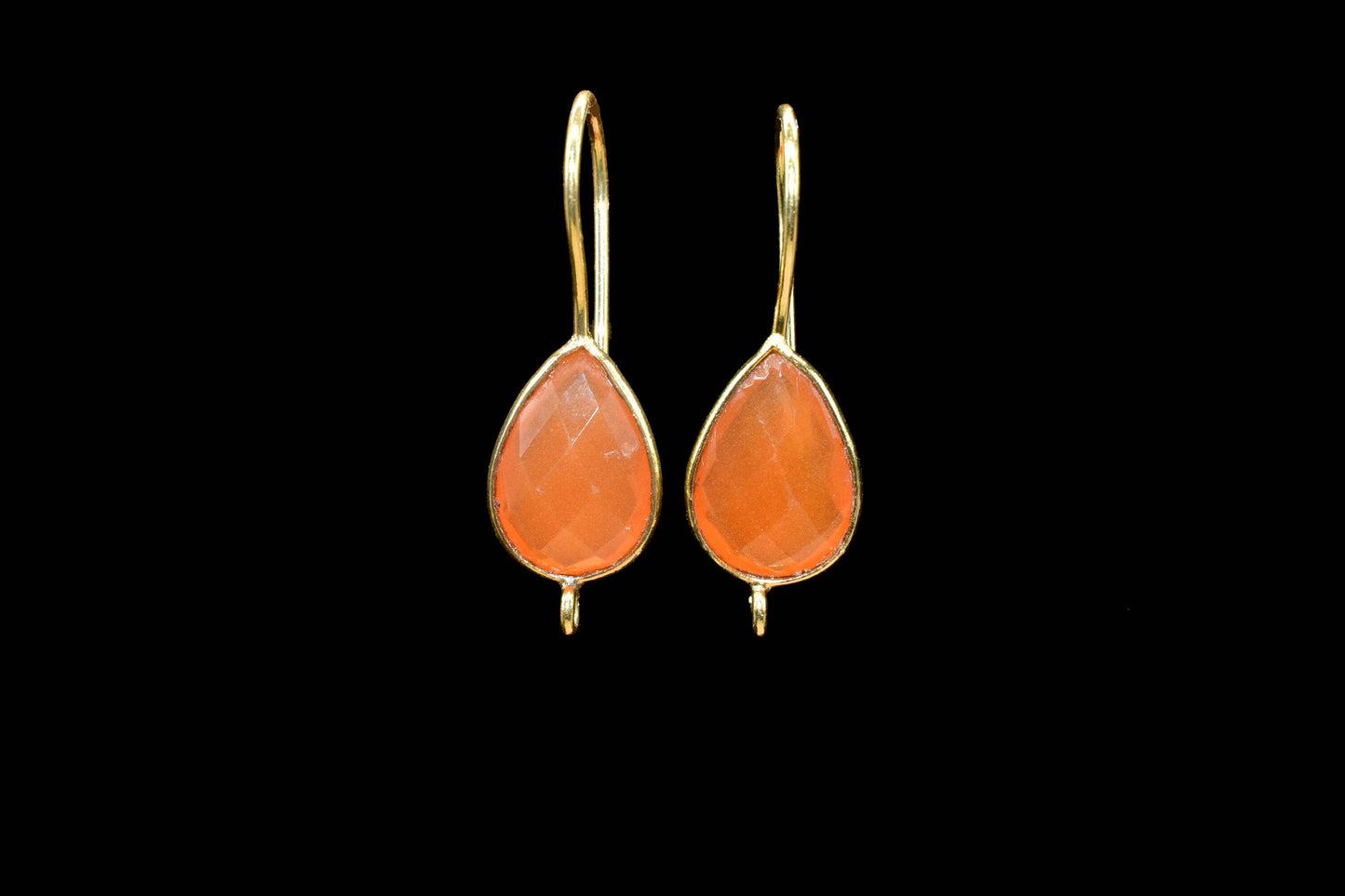 Carnelian 9x13mm Teardrop Shape Connector,Gemstone Component Earring,Carnelian Bezels Charms,Gold Plating Component,Carnelian jewelry, Gift