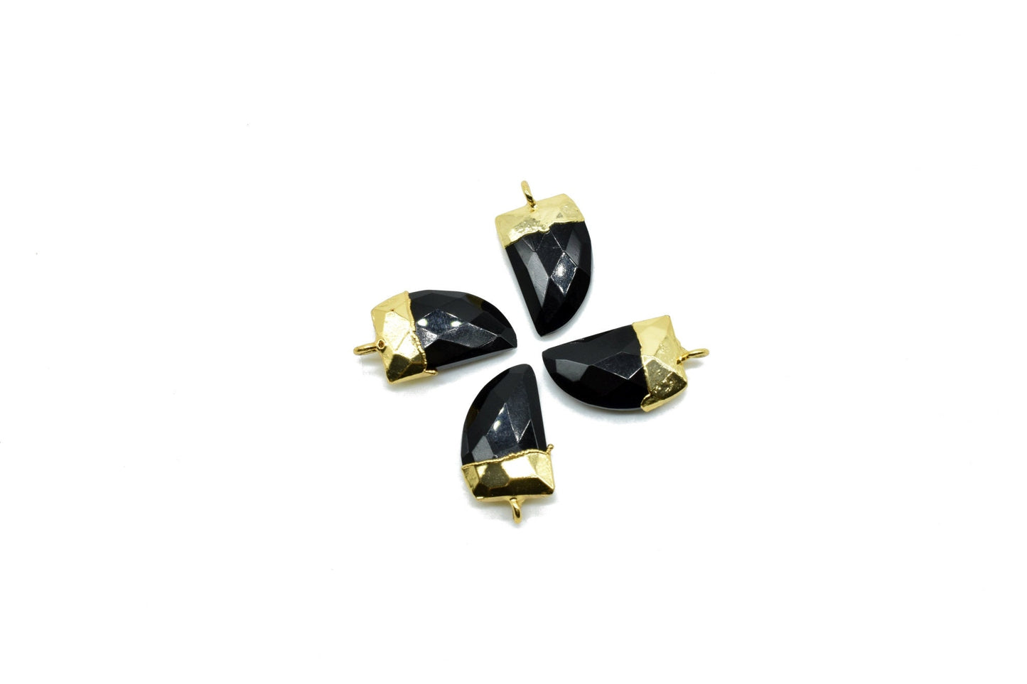 Black onyx 10x15mm Horn Shape Single bail connectors,Black onyx Pendant,Black onyx Horn Gold Plated bezel,jewelry making charm,black onyx