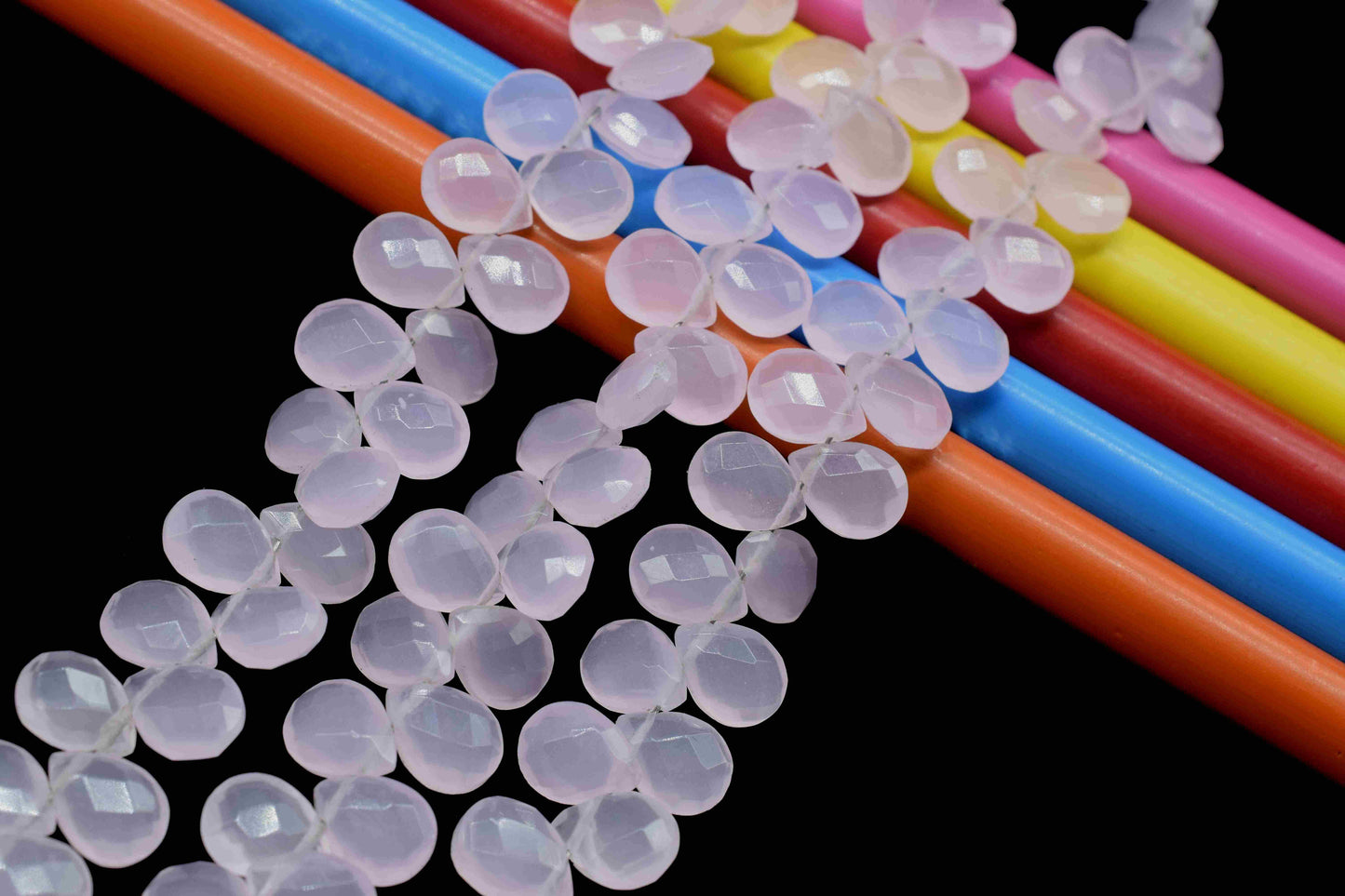 Pink Chalcedony 6x8mm Pear Shape Briolettes,Micro Faceted Pear Shape Beads,7Inch Strand,Rose Quartz Faceted Teardrop,Jewelry Making Gemstone