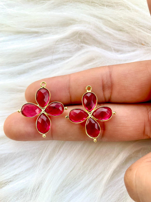 Pink Tourmaline Teardrop Pendant,Gemstone jewelry,Tourmaline Bezel connectors,Pink Tourmaline Bracelet,Double Loop connector,Gifts ,P122