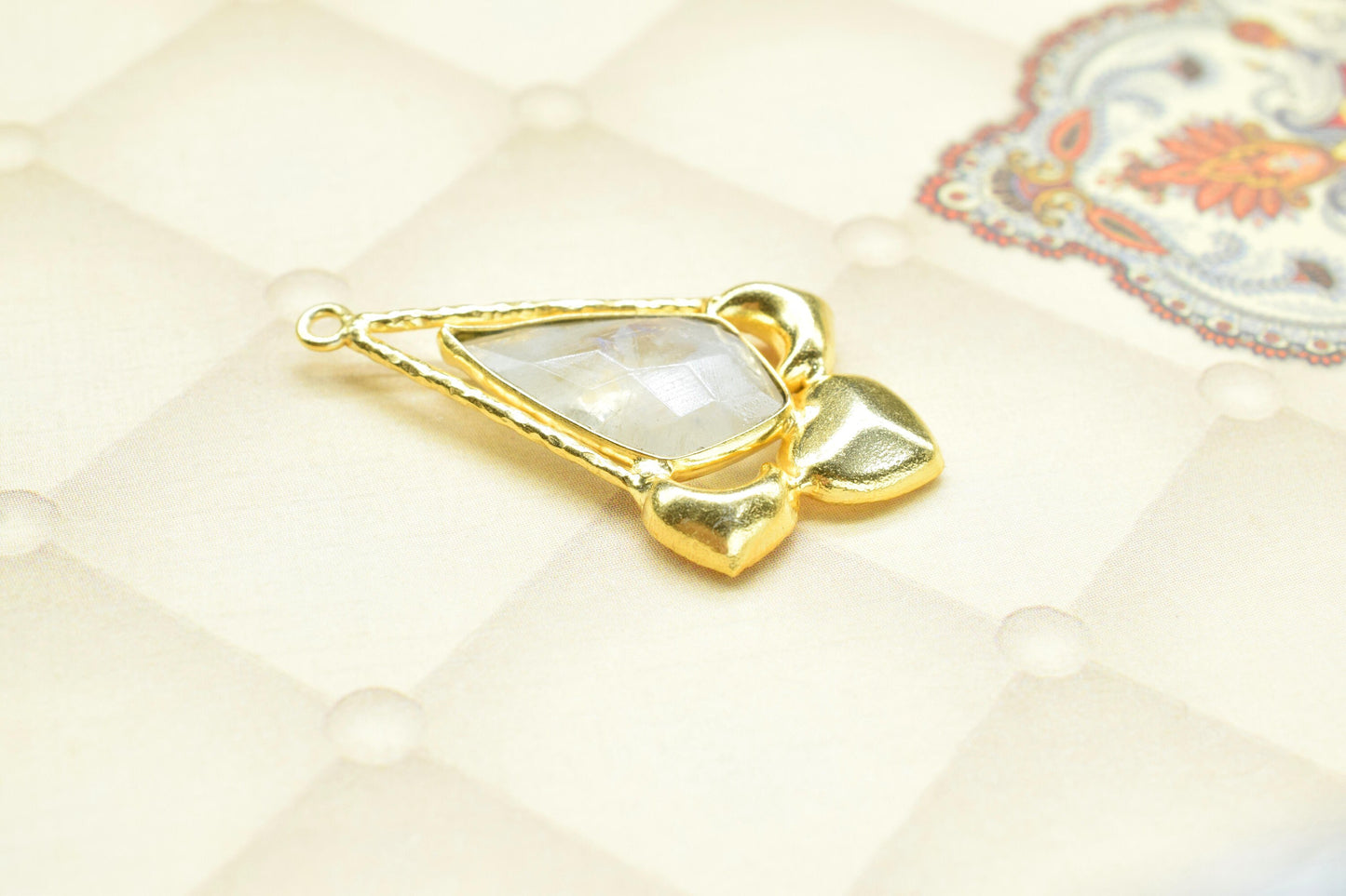 Moonstone Necklace Pendant/Single Bail Charm/Jewelry/Faceted Pendant/Gemstone Component/Necklace Pendant/Summer Collection/Anniversary Gift