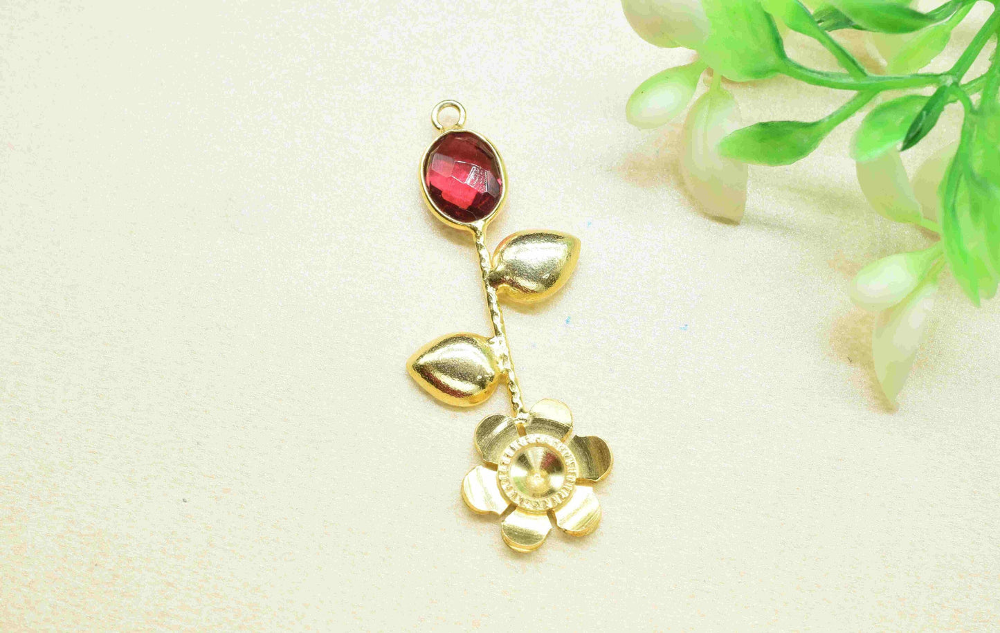 Pink Tourmaline Gemstone Pendant , Handmade Pendant , Single Bail Gemstone  Connector, Gold Plated Gemstone Connectors , Summer Collection