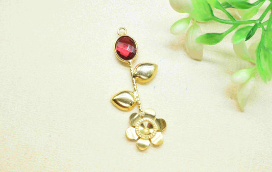 Pink Tourmaline Gemstone Pendant , Handmade Pendant , Single Bail Gemstone  Connector, Gold Plated Gemstone Connectors , Summer Collection