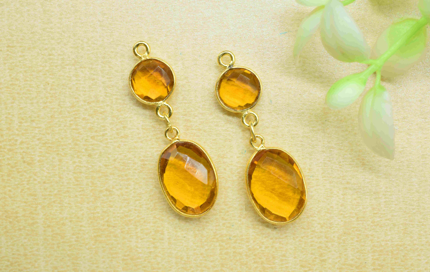 Citrine Quartz Dangle pendant Charm,Handmade jewelry,Necklace Connector,Component pendant,Station Link,Multi Gemstone Dangle Earring Gift