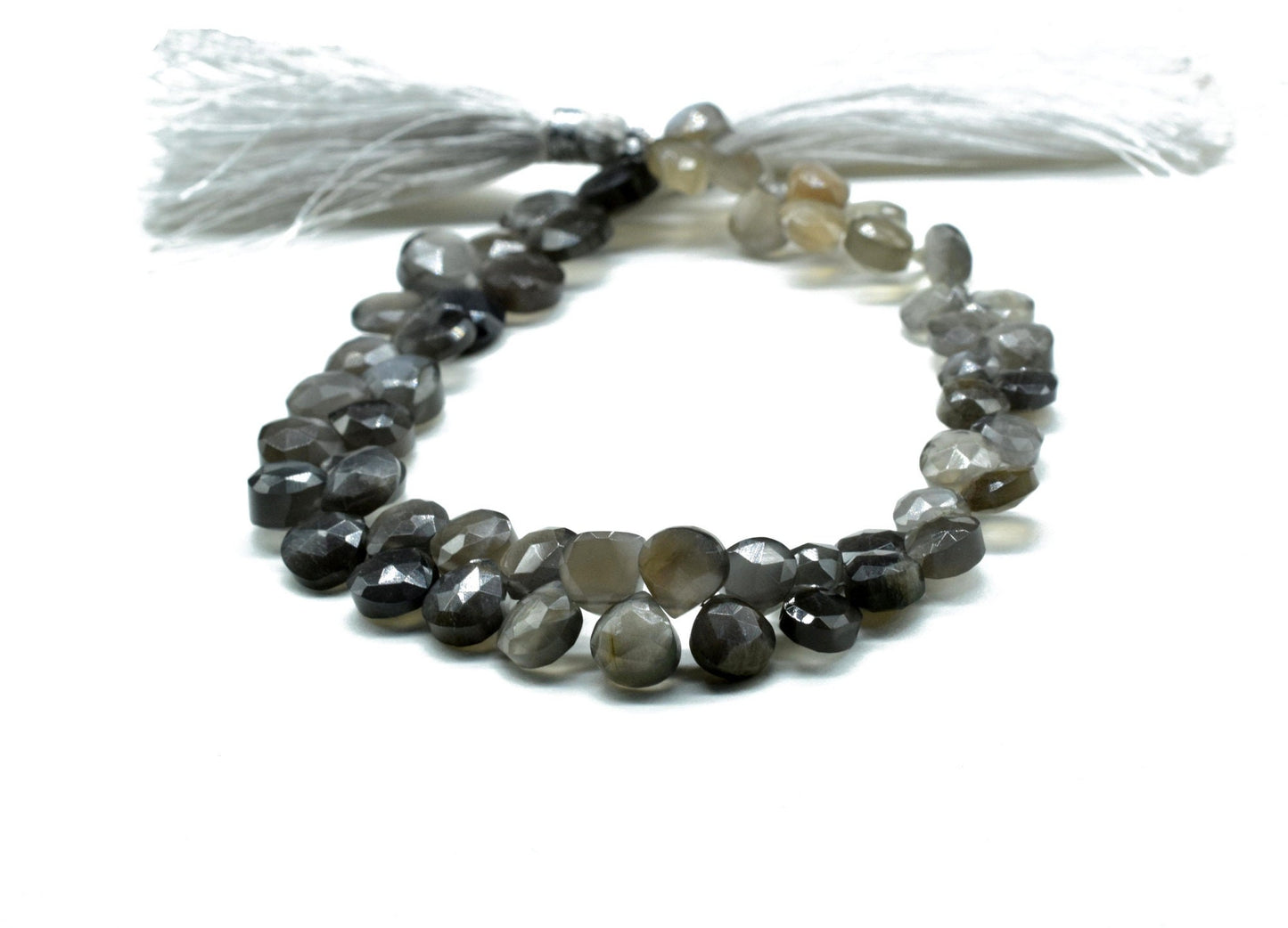 Dark Grey Moonstone Faceted Briolettes,Gemstone Beads Jewelry,Grey Moonstone drops,Dark Moonstone 6mm To 7mm Heart Shape Beads Strand,Gift
