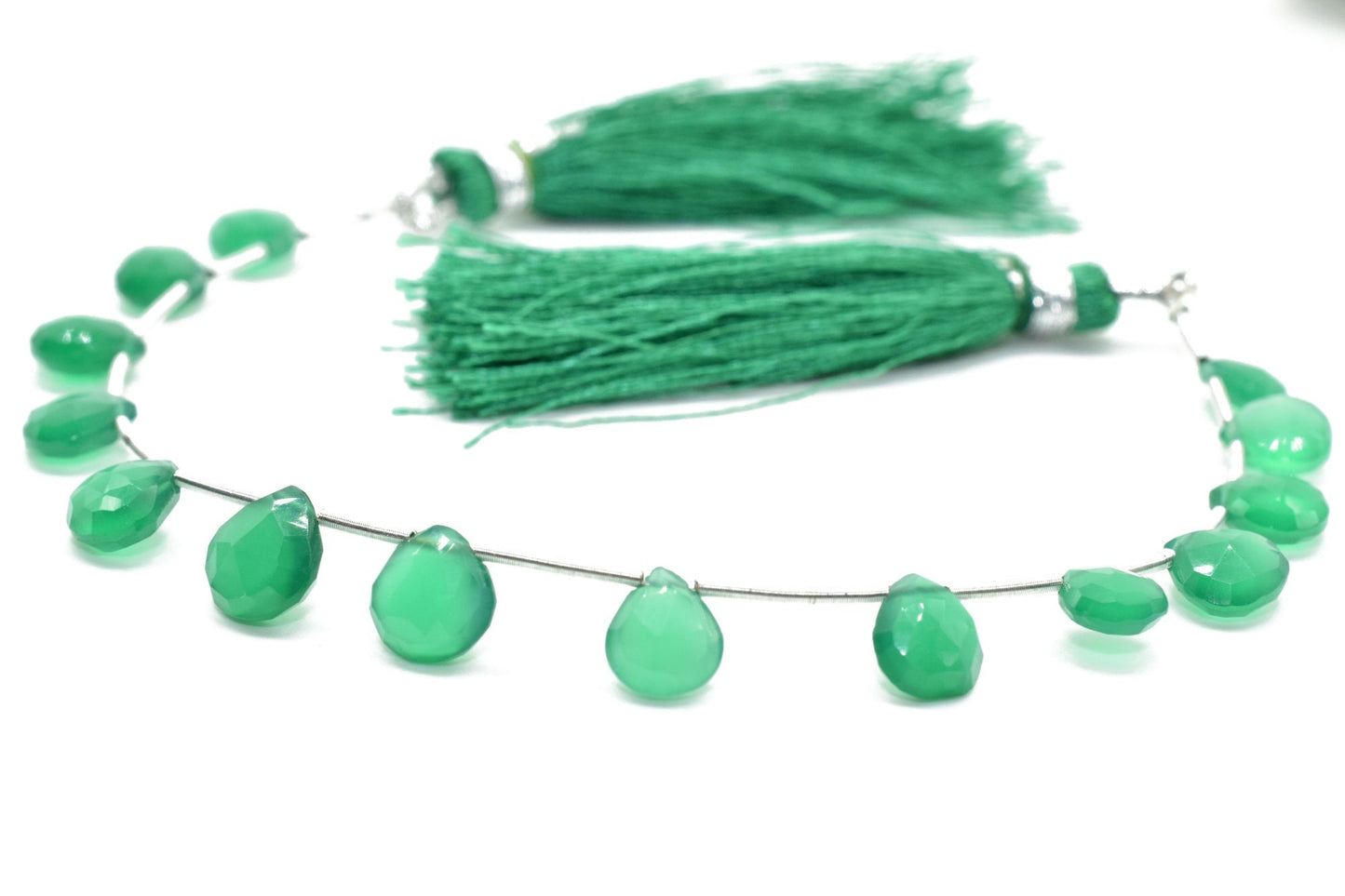 Green Onyx Heart Shape Briolettes,Green onyx spiky teardrops,Genuine Green Onyx-Faceted Pear Shape Briolette,Green Onyx 7mm Pear shape shape