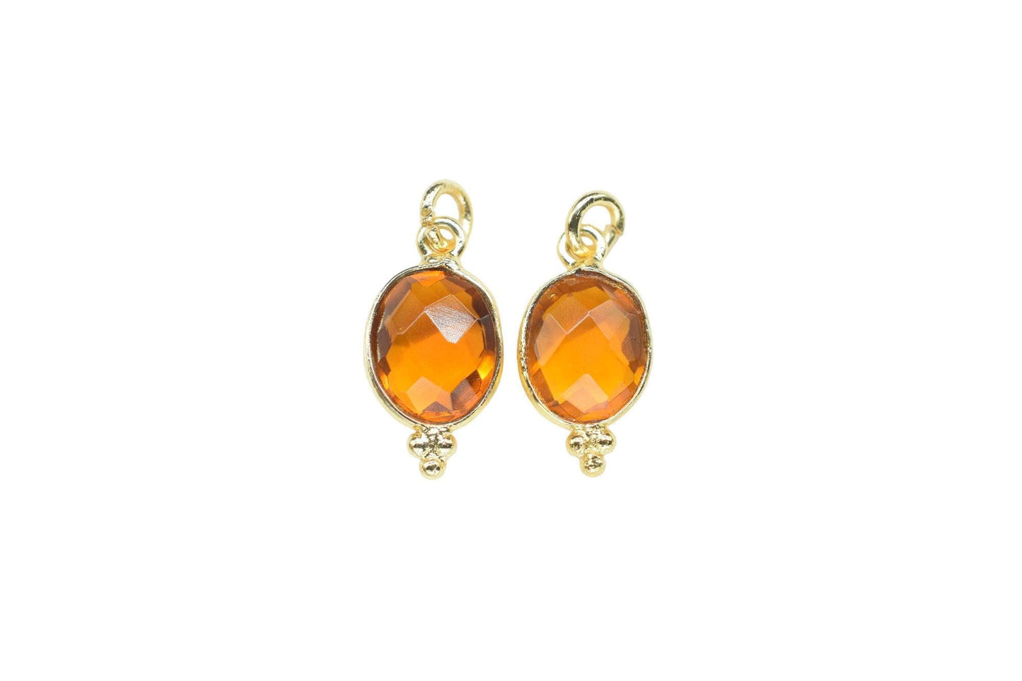 Citrine 8x10 oval,single Bail Connectors,Citrine Pear Shape Charms,Citrine Gold Plated Bezels,Jewelry Making Charms,Citrine charm,B'day Gift