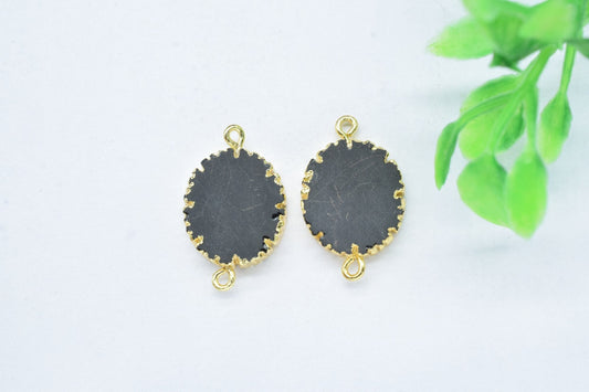 Black Onyx Double Bail Connectors,Cabechon Pendant Charms,Handmade Pendant,Black Onyx Jewelry,Oval Shape Pendants,Gemstone Component,Gift