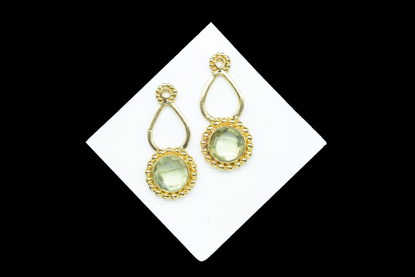 Green Amethyst Designer Pendant/Jewelry making Stone/Amethyst Pendant Charm/Handmade Jewelry Component/Round Shape Stone/Connector/Gift