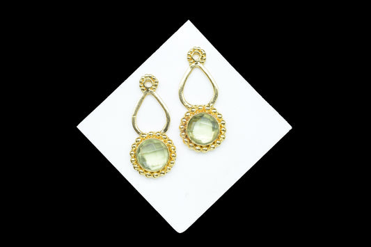 Green Amethyst Designer Pendant/Jewelry making Stone/Amethyst Pendant Charm/Handmade Jewelry Component/Round Shape Stone/Connector/Gift